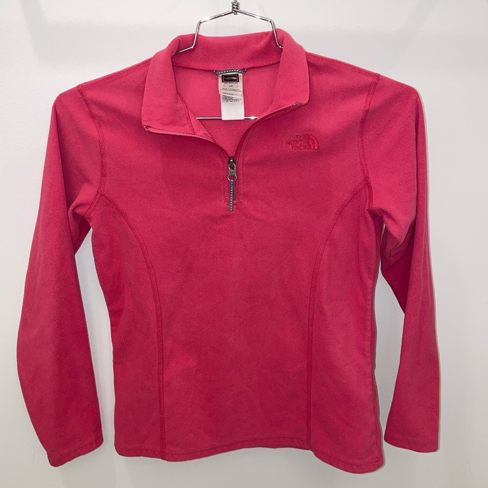 The North Face Quarter Zip Fleece Pullover in Pink Size Large